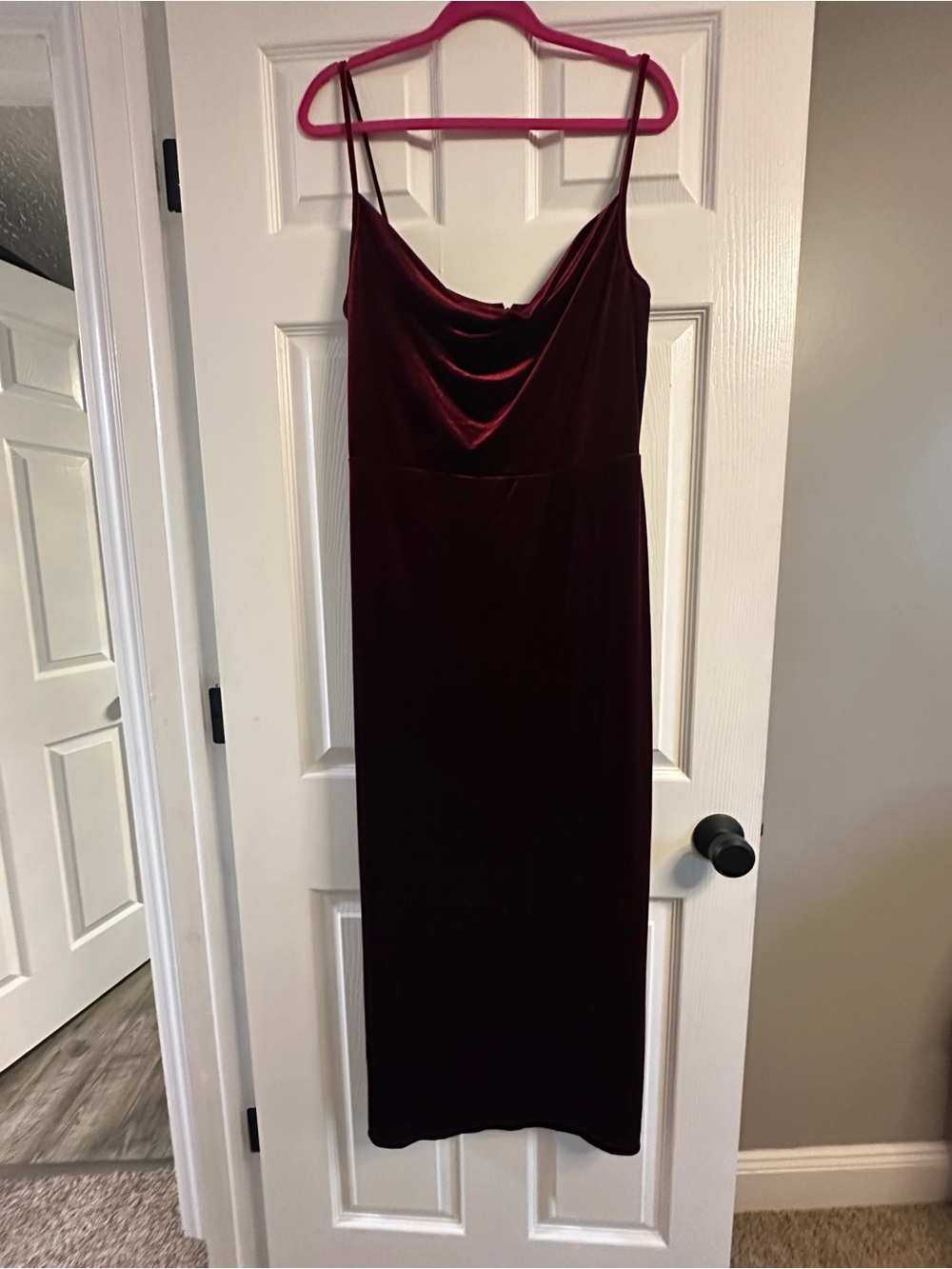 Taylor Velvet Cowl Midi Dress - Wine